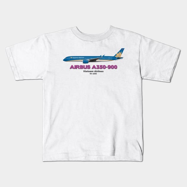 Airbus A350-900 - Vietnam Airlines Kids T-Shirt by TheArtofFlying